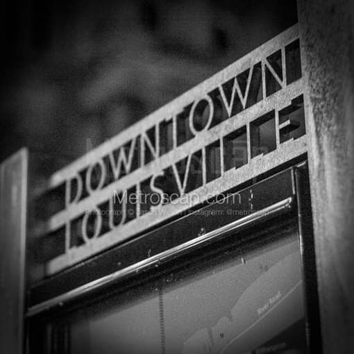 Matte Black MDF Framed Black and White Louisville Photograph: Downtown Louisville Iron Work in a Square Matte Black MDF Frame