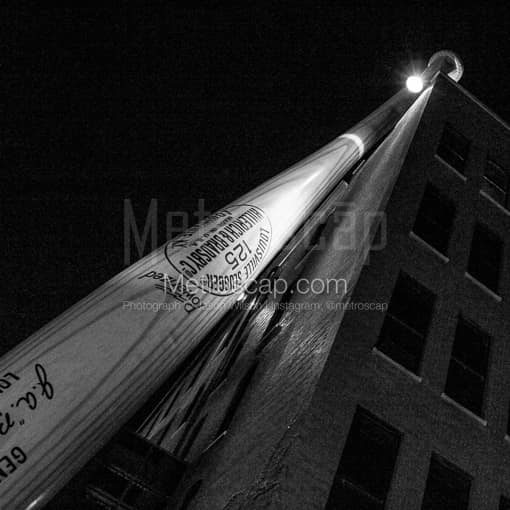Matte Black MDF Framed Black and White Louisville Photograph: The Giant Louisville Slugger Bat in a Square Matte Black MDF Frame