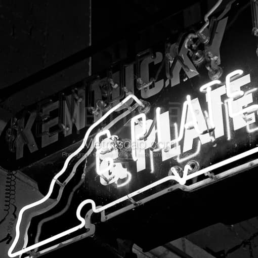Matte Black MDF Framed Black and White Louisville Photograph: Kentucky Glass and Plate in a Square Matte Black MDF Frame