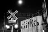 Welcome To Mansfield Grain Elevator Black and White Horizontal Welcome To Mansfield Grain Elevator black and white