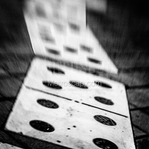 Matte Black MDF Framed Black and White Miami Photograph: The Domino Park in Little Havana in a Square Matte Black MDF Frame