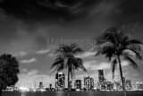 Downtown Miami Skyline Night Black and White Horizontal Downtown Miami Skyline Night black and white