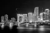 Downtown Miami Skyline Night Black and White Horizontal Downtown Miami Skyline Night black and white