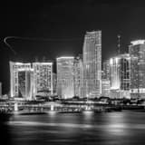 Downtown Miami Skyline Night Black and White Square Downtown Miami Skyline Night black and white