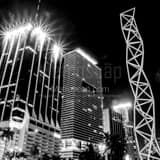 Downtown Miami Skyscrapers Night Black and White Square Downtown Miami Skyscrapers Night black and white