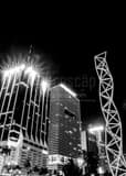 Downtown Miami Skyscrapers Night Black and White Vertical Downtown Miami Skyscrapers Night black and white