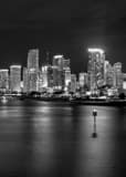 Miami Skyline Biscayne Bay Black and White Vertical Miami Skyline Biscayne Bay black and white
