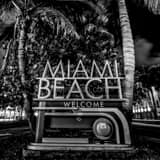 Welcome Miami Beach Sign Black and White Square Welcome Miami Beach Sign black and white