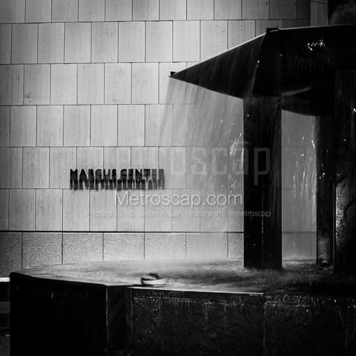 Matte Black MDF Framed Black and White Milwaukee Photograph: The Marcus Center for the Performing Arts in a Square Matte Black MDF Frame