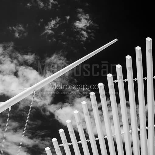 Matte Black MDF Framed Black and White Milwaukee Photograph: The Burke Brise Soleil Wing on the Milwaukee Art Museum in a Square Matte Black MDF Frame