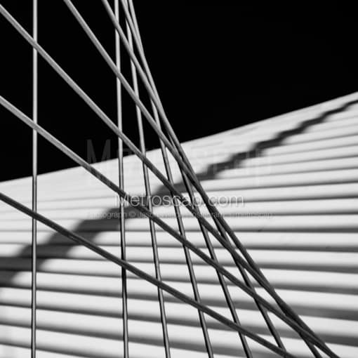 Matte Black MDF Framed Black and White Milwaukee Photograph: Support Cables for the Milwaukee Art Museum Structure in a Square Matte Black MDF Frame