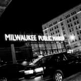 Milwaukee Public Market Black and White Square Milwaukee Public Market black and white