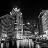 Milwaukee Riverwalk Wisconsin Building Black and White Square Milwaukee Riverwalk Wisconsin Building black and white