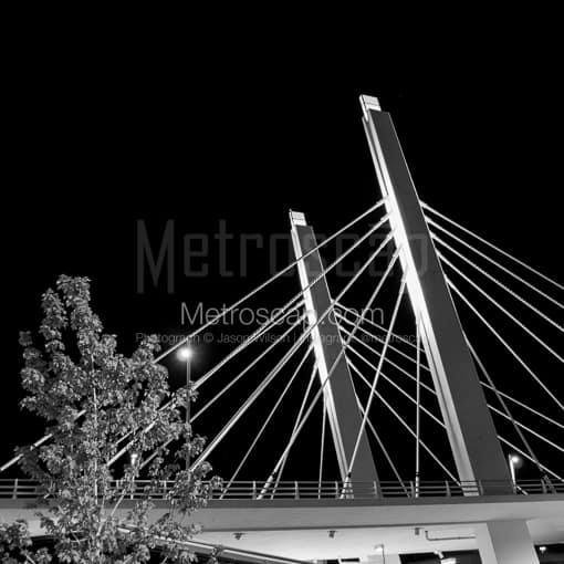 Matte Black MDF Framed Black and White Milwaukee Photograph: The Sixth Avenue Bridge in Milwaukee in a Square Matte Black MDF Frame