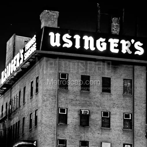 Matte Black MDF Framed Black and White Milwaukee Photograph: Usingers Sausage Factory in a Square Matte Black MDF Frame