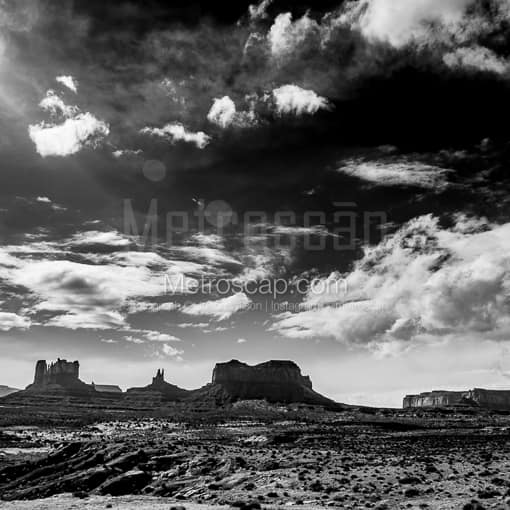 Matte Black MDF Framed Black and White Monument Valley Photograph: Gorgeous Clouds in Monument Valley Utah in a Square Matte Black MDF Frame