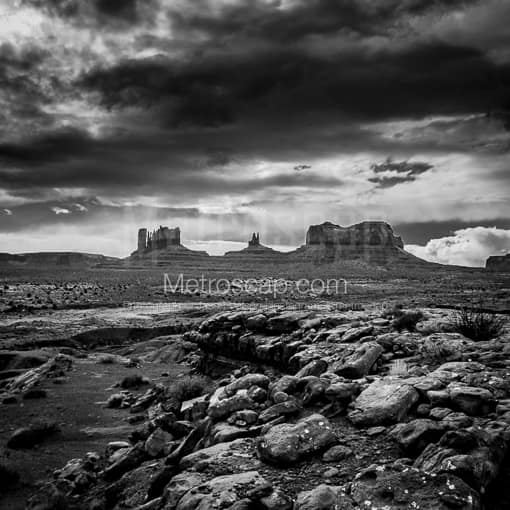 Matte Black MDF Framed Black and White Monument Valley Photograph: Monument Valley in a Square Matte Black MDF Frame