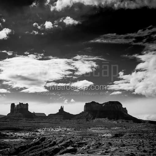 Matte Black MDF Framed Black and White Monument Valley Photograph: Monument Valley Utah in a Square Matte Black MDF Frame