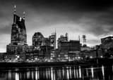 Downtown Nashville Skyline Black and White Horizontal Downtown Nashville Skyline black and white