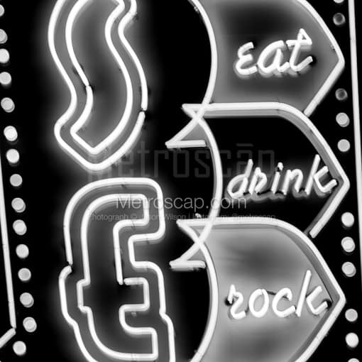 Matte Black MDF Framed Black and White Nashville Photograph: The Essentials of Life in a Square Matte Black MDF Frame