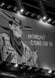 Howdy Sign Bluegrass Inn Black and White Vertical Howdy Sign Bluegrass Inn black and white