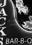 Jacks Bbq Neon Sign Black and White Vertical Jacks Bbq Neon Sign black and white