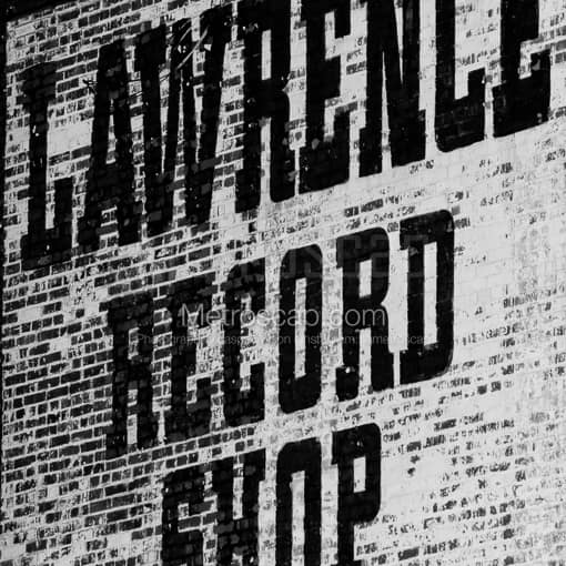 Matte Black MDF Framed Black and White Nashville Photograph: The Lawrence Record Shop in a Square Matte Black MDF Frame