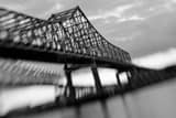 Blurry Mississippi River Bridges Black and White Horizontal Blurry Mississippi River Bridges black and white