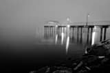 Foggy Lake Ponchartrain Sunrise Black and White Horizontal Foggy Lake Ponchartrain Sunrise black and white