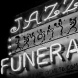 Jazz Funeral Sign Black and White Square Jazz Funeral Sign black and white
