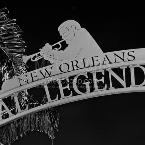 Matte Black MDF Framed Black and White New Orleans Photograph: New Orleans Musical Legends Park in a Square Matte Black MDF Frame