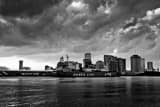 New Orleans Skyline Mississippi River Barge Black and White Horizontal New Orleans Skyline Mississippi River Barge black and white