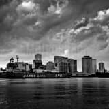 New Orleans Skyline Mississippi River Barge Black and White Square New Orleans Skyline Mississippi River Barge black and white