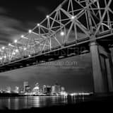 New Orleans Skyline Ponchartrain Expressway Bridge Black and White Square New Orleans Skyline Ponchartrain Expressway Bridge black and white
