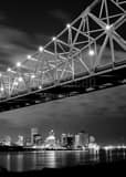 New Orleans Skyline Ponchartrain Expressway Bridge Black and White Vertical New Orleans Skyline Ponchartrain Expressway Bridge black and white