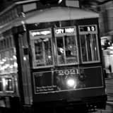 New Orleans Streetcar Black and White Square New Orleans Streetcar black and white