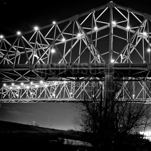 Matte Black MDF Framed Black and White New Orleans Photograph: The Ponchartrain Expressway Bridges in a Square Matte Black MDF Frame