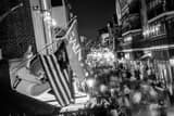 Saints Flag Above Bourbon Street Black and White Horizontal Saints Flag Above Bourbon Street black and white