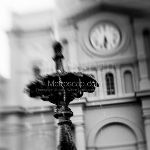 Matte Black MDF Framed Black and White New Orleans Photograph: St Louis Cathedral in the French Quarter in a Square Matte Black MDF Frame