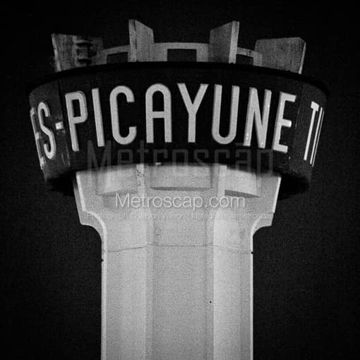 Matte Black MDF Framed Black and White New Orleans Photograph: The Times Picayune in a Square Matte Black MDF Frame