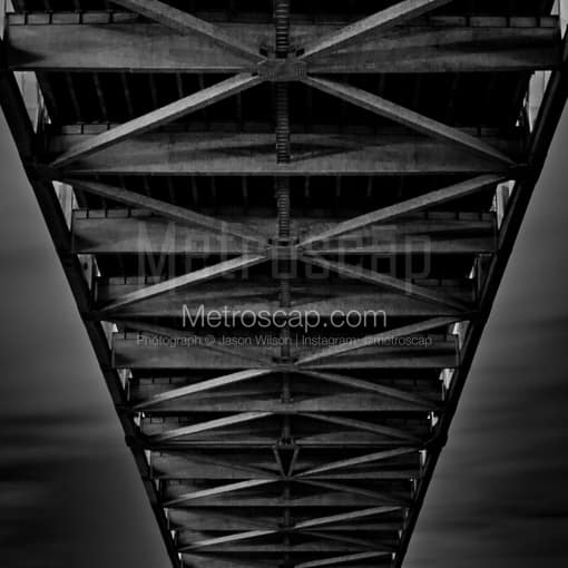 Matte Black MDF Framed Black and White New Orleans Photograph: Underneath the Ponchartrain Expressway Bridge in a Square Matte Black MDF Frame
