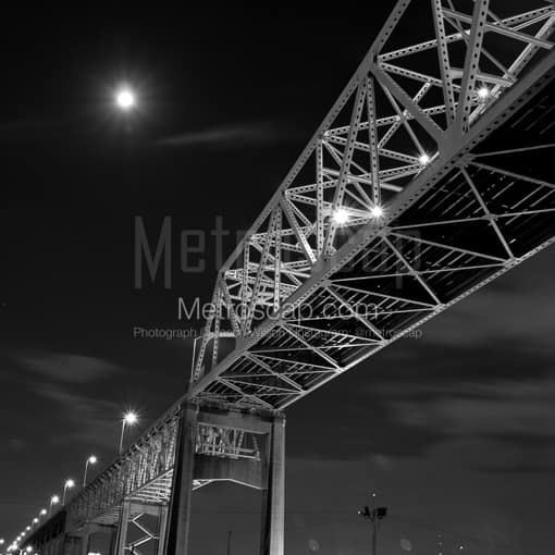 Matte Black MDF Framed Black and White New Orleans Photograph: US-90 AKA the Westbank Expressway in a Square Matte Black MDF Frame
