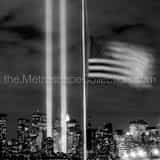 American Flag Liberty Park 9 11 Lights Black and White Square American Flag Liberty Park 9 11 Lights black and white