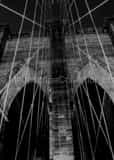 Cable Web Brooklyn Bridge Night Black and White Vertical Cable Web Brooklyn Bridge Night black and white