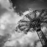Coney Island Parachute Ride Black and White Square Coney Island Parachute Ride black and white