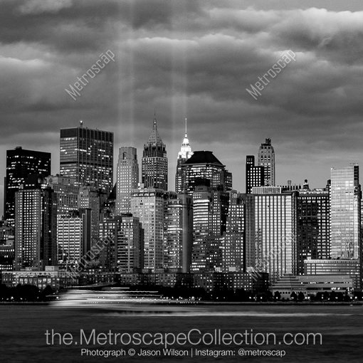 Matte Black MDF Framed Black and White New York City Photograph: A Hudson River Ferry Boat in a Square Matte Black MDF Frame