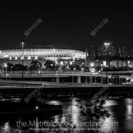 Matte Black MDF Framed Black and White New York City Photograph: Old Yankee Stadium the House that Ruth Built in a Square Matte Black MDF Frame