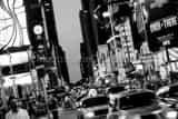 Taxi Cabs In Times Square Black and White Horizontal Taxi Cabs In Times Square black and white