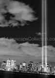 Tribute Lights From Ground Zero Black and White Vertical Tribute Lights From Ground Zero black and white