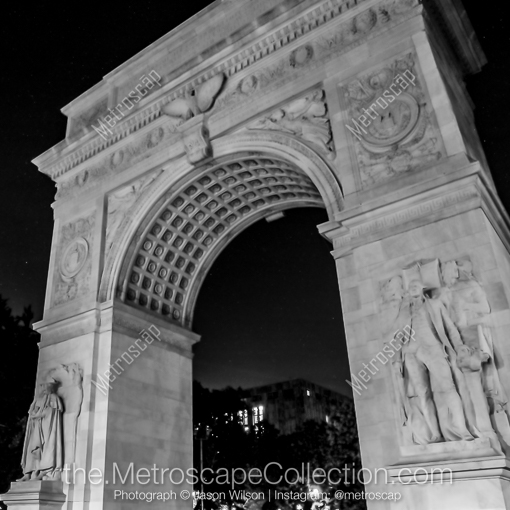 Matte Black MDF Framed Black and White New York City Photograph: The Washington Square Arch in Greenwich Village in a Square Matte Black MDF Frame